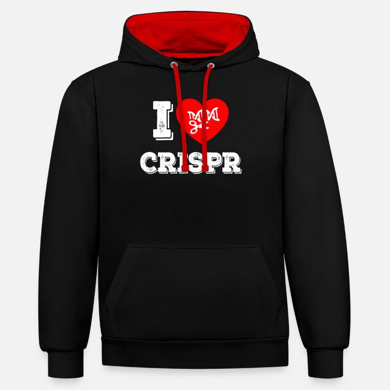 J’aime les cadeaux Crispr - Sweat à capuche contrasté - noir/rouge