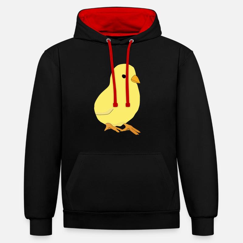 Kücken - Sweat à capuche contrasté - noir/rouge