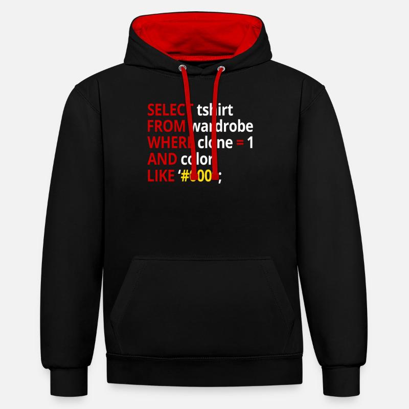 Select tshirt from wardrobe - Kontrast-Hoodie - Schwarz/Rot