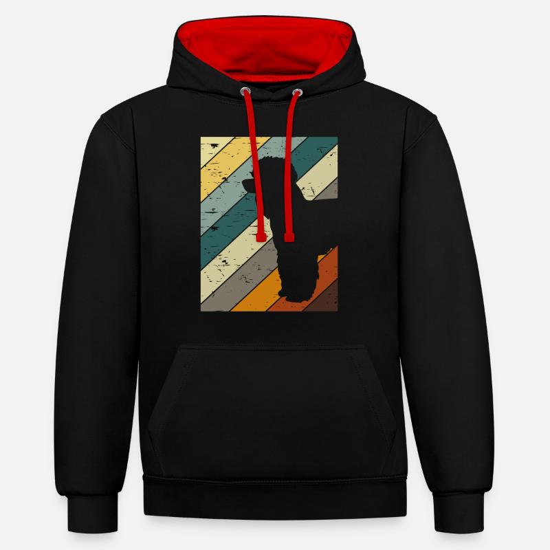 Chiens caniche rétro - Sweat à capuche contrasté - noir/rouge