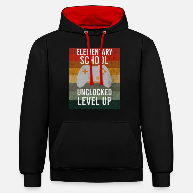 Elementary School Controller Level Up - Contrast hoodie - black/red