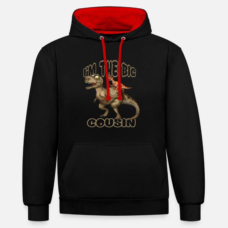 Ich bin das große Cousin-Geschenk - Kontrast-Hoodie - Schwarz/Rot