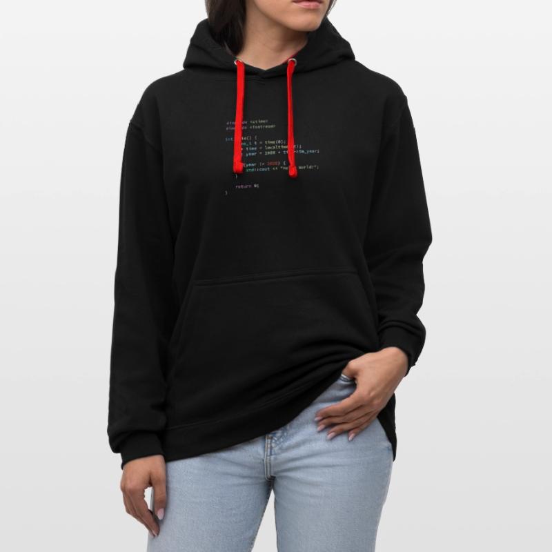 Hello World 2020 in C++ Programming Language, Code Kontrast-Hoodie