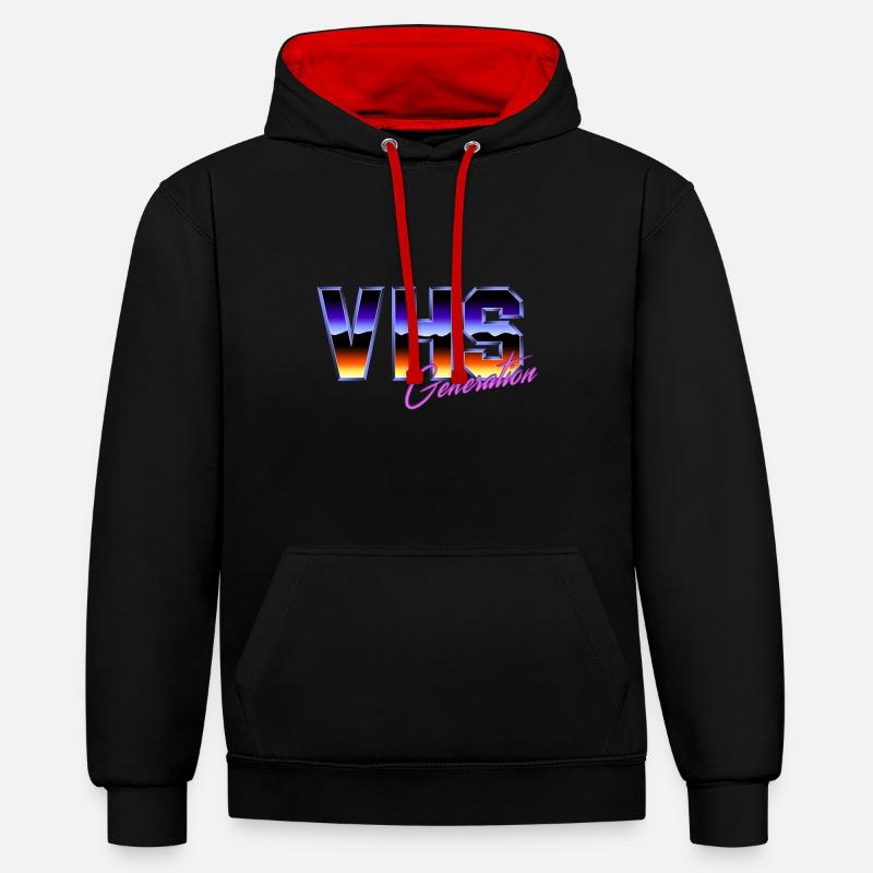 Génération VHS - Sweat à capuche contrasté - noir/rouge