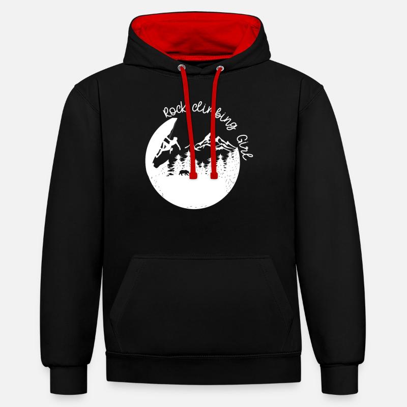Felsklettern Mädchen (2) - Kontrast-Hoodie - Schwarz/Rot