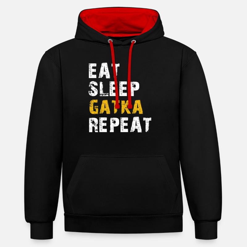 manger dormir Gatka - Sweat à capuche contrasté - noir/rouge