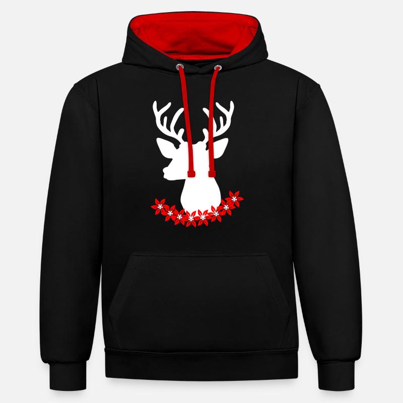 Schweizer Hirsch - Kontrast-Hoodie - Schwarz/Rot