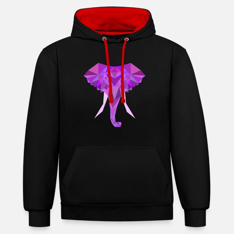 Polygone Poly Bas Éléphant - Sweat à capuche contrasté - noir/rouge