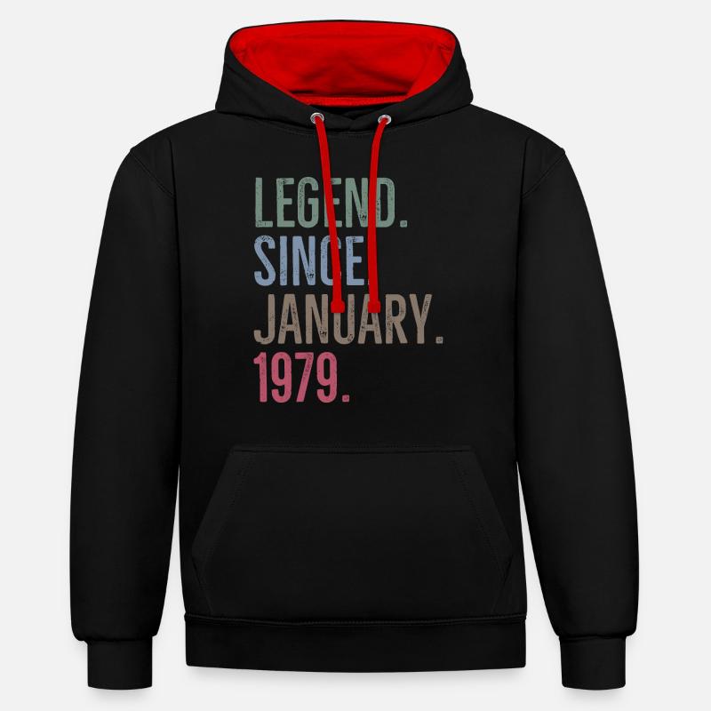 Légende depuis janvier 1979 - Sweat à capuche contrasté - noir/rouge