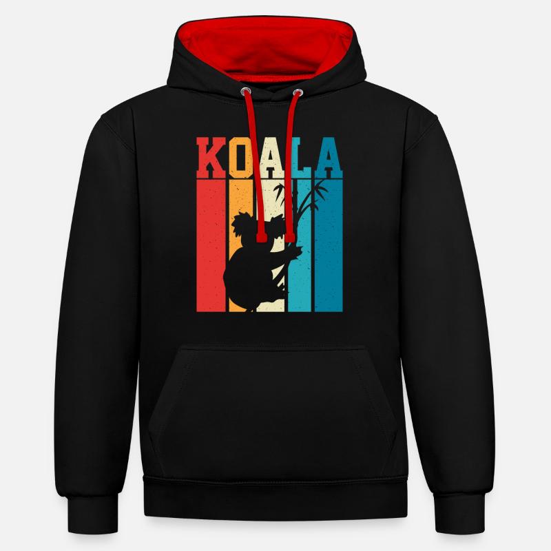 Koala Australian Koala Bear - Sweat à capuche contrasté - noir/rouge