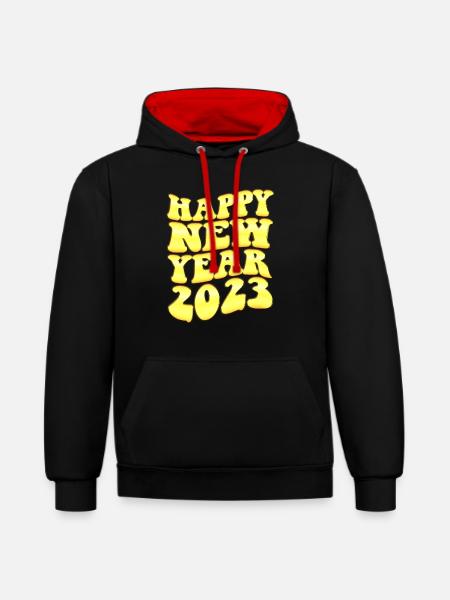 2023 Year of the Rabbit - 2023 Countdown Party Fir - Contrast hoodie - black/red