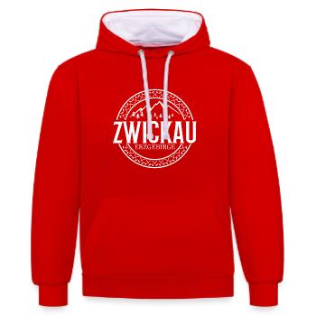 Zwickau Erzgebirge - Kontrast-Hoodie - Rot/Weiß - Vorne - Liana (172cm) & Jaron (178cm)
