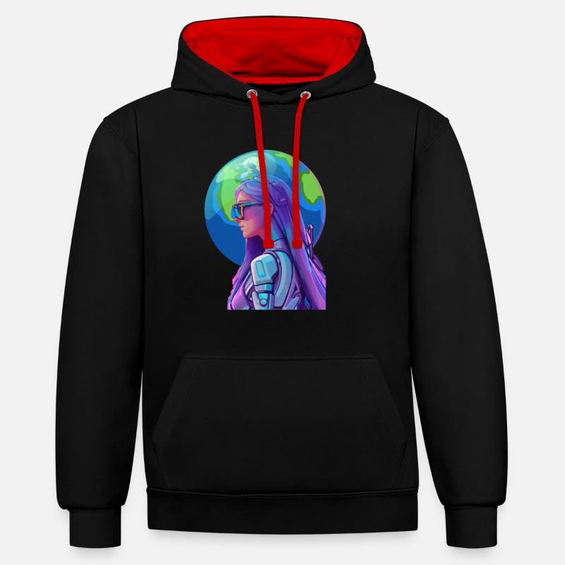 Chasseur spatial 4 - Sweat à capuche contrasté - noir/rouge
