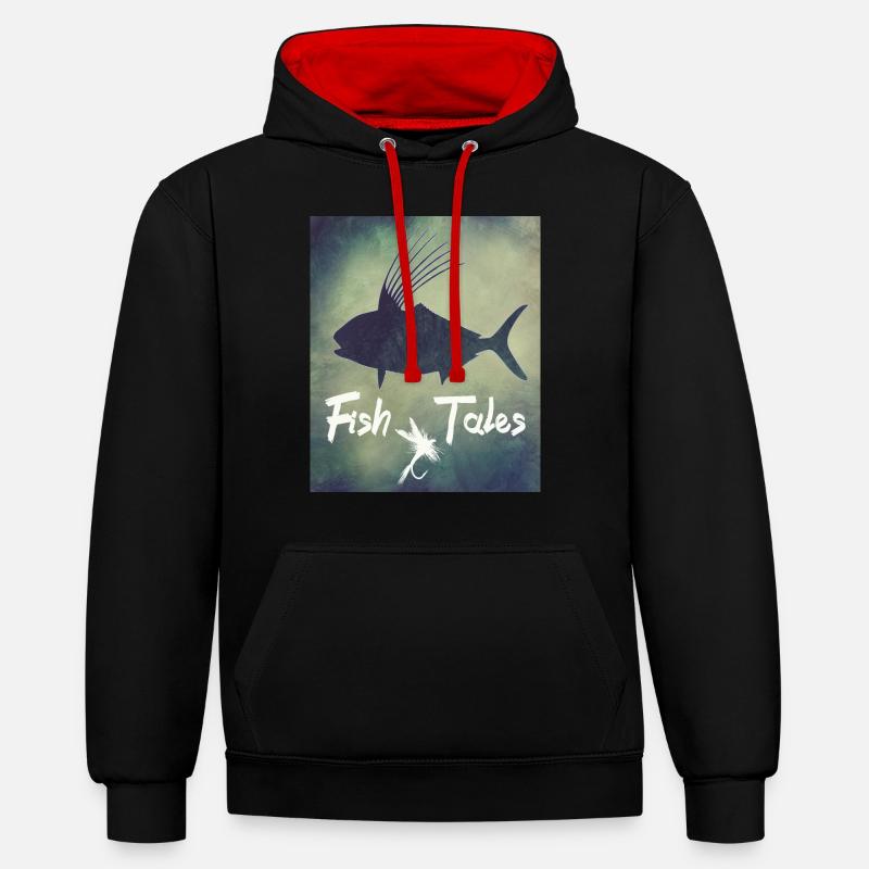 Pêche2 - Sweat à capuche contrasté - noir/rouge