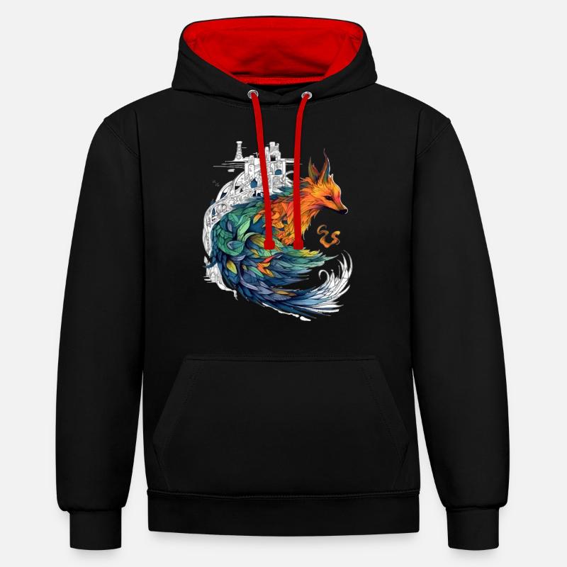 Arki le phénix - Sweat à capuche contrasté - noir/rouge