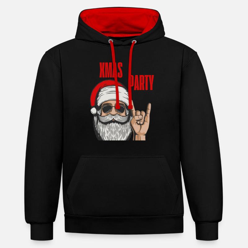 Cool Xmas Party | XMAS - Sweat à capuche contrasté - noir/rouge