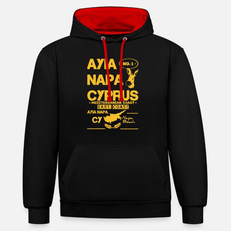 Zypern - chypre - Ayia Napa - Sweat à capuche contrasté - noir/rouge