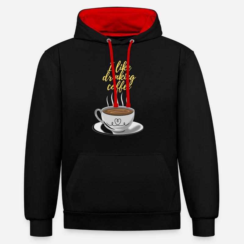 tasse de café - Sweat à capuche contrasté - noir/rouge