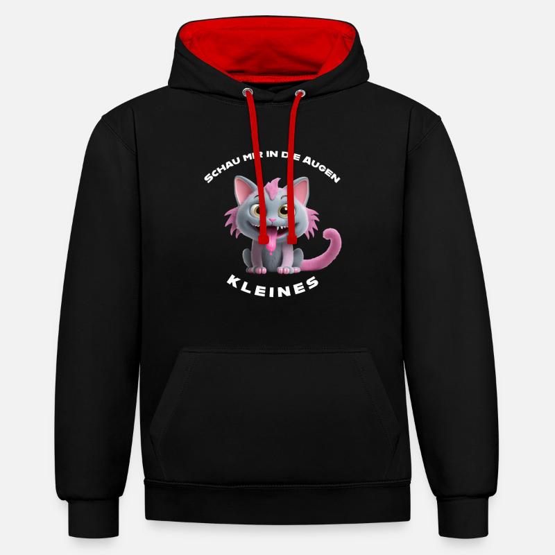 Regarde-moi dans les yeux petit - Sweat à capuche contrasté - noir/rouge