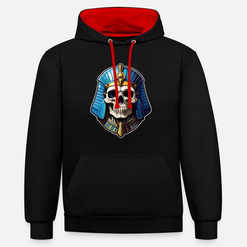 pharaon- momie - egypte - Sweat à capuche contrasté - noir/rouge