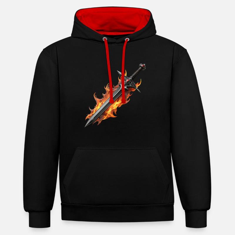 ÉPÉES - Sweat à capuche contrasté - noir/rouge