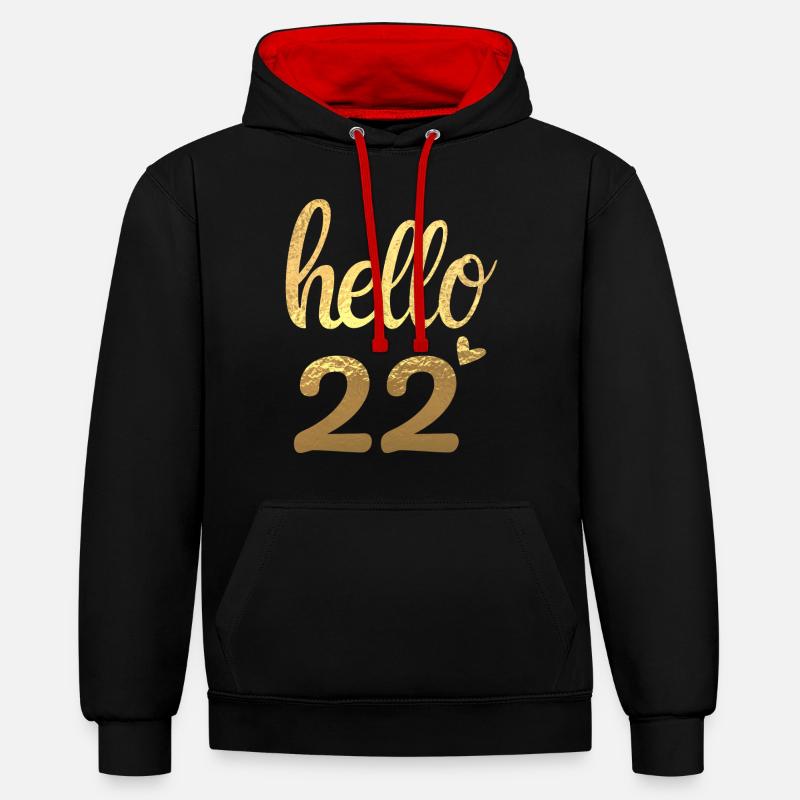 Hello 22 doré - Sweat à capuche contrasté - noir/rouge