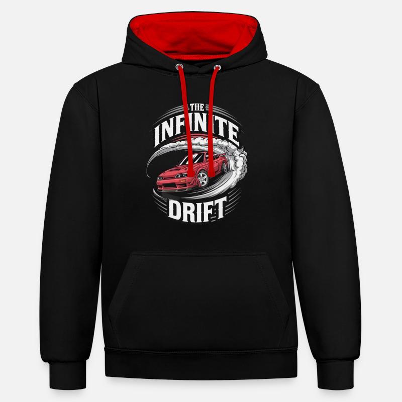 infinite drift - course voiture - Sweat à capuche contrasté - noir/rouge