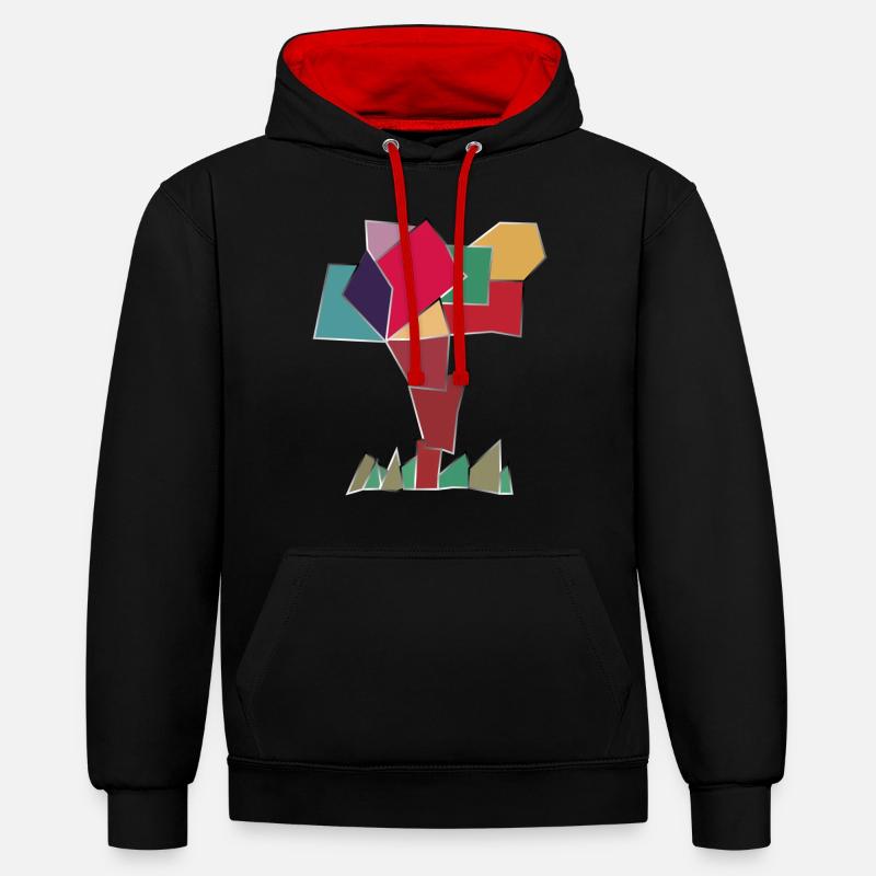 Arbre heureux - Sweat à capuche contrasté - noir/rouge