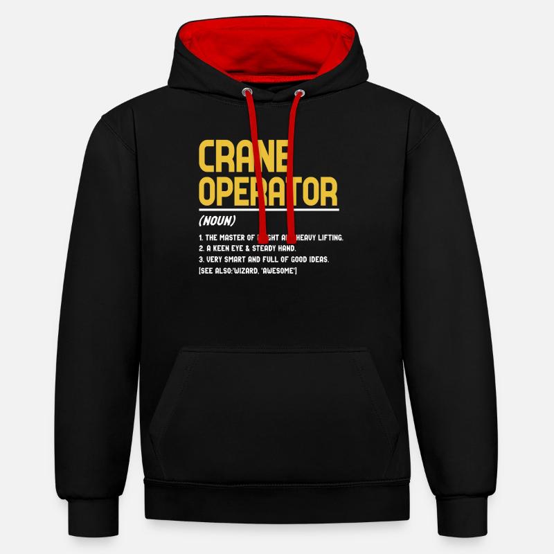 Définition de grutier - Sweat à capuche contrasté - noir/rouge