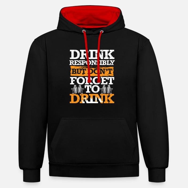 Barman Barman Barman - Sweat à capuche contrasté - noir/rouge