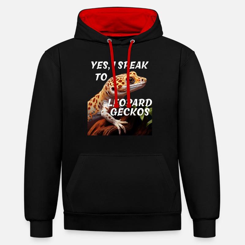 , JE PARLE AUX GECKOS LÉOPARDS - Sweat à capuche contrasté - noir/rouge