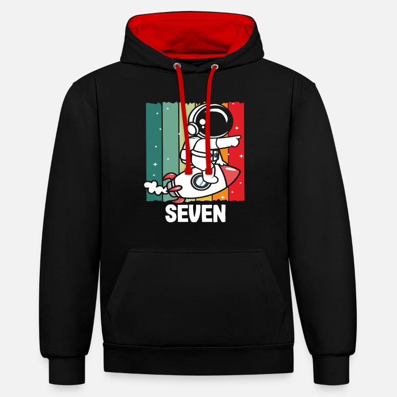 Septième anniversaire de l’aventure spatiale - Sweat à capuche contrasté - noir/rouge