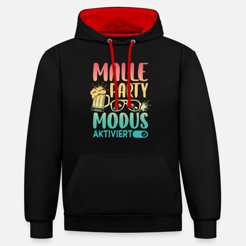 Mode Malle Party activé - Sweat à capuche contrasté - noir/rouge