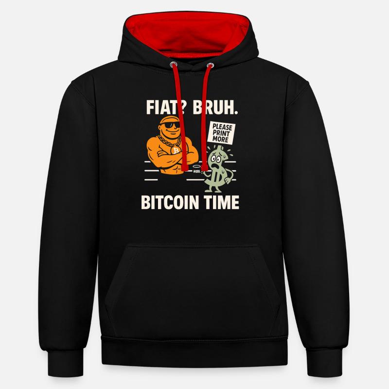 Le bitcoin - Sweat à capuche contrasté - noir/rouge