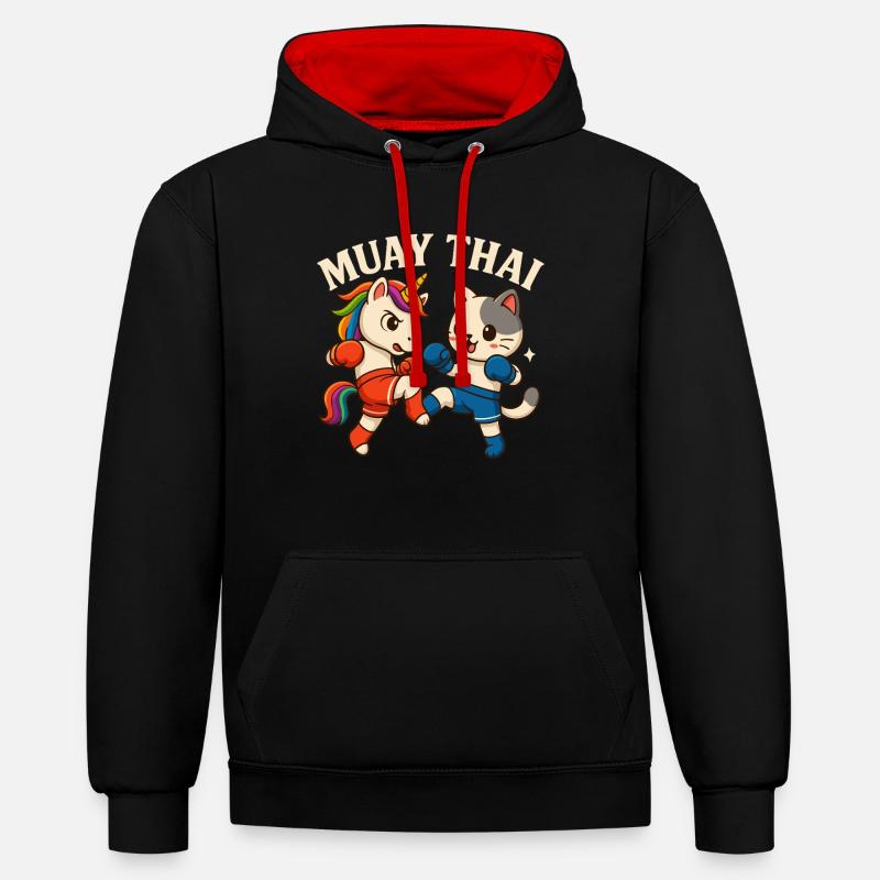 Boxe Muay Thai - Sweat à capuche contrasté - noir/rouge