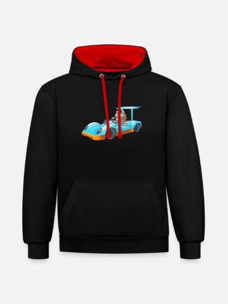 Racer Cat - Contrast hoodie - black/red