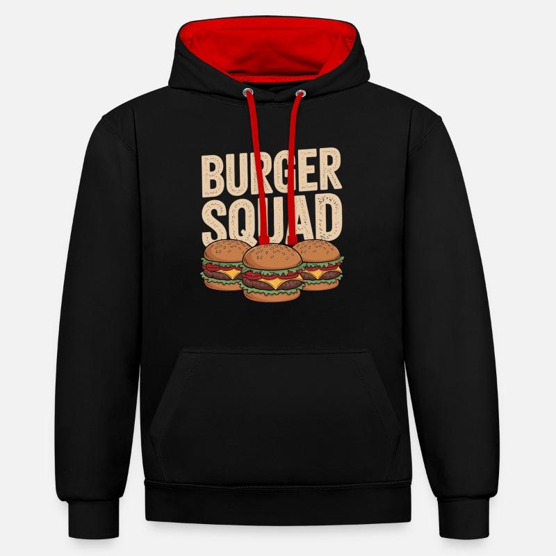 Chemise Team Cheeseburger - Sweat à capuche contrasté - noir/rouge