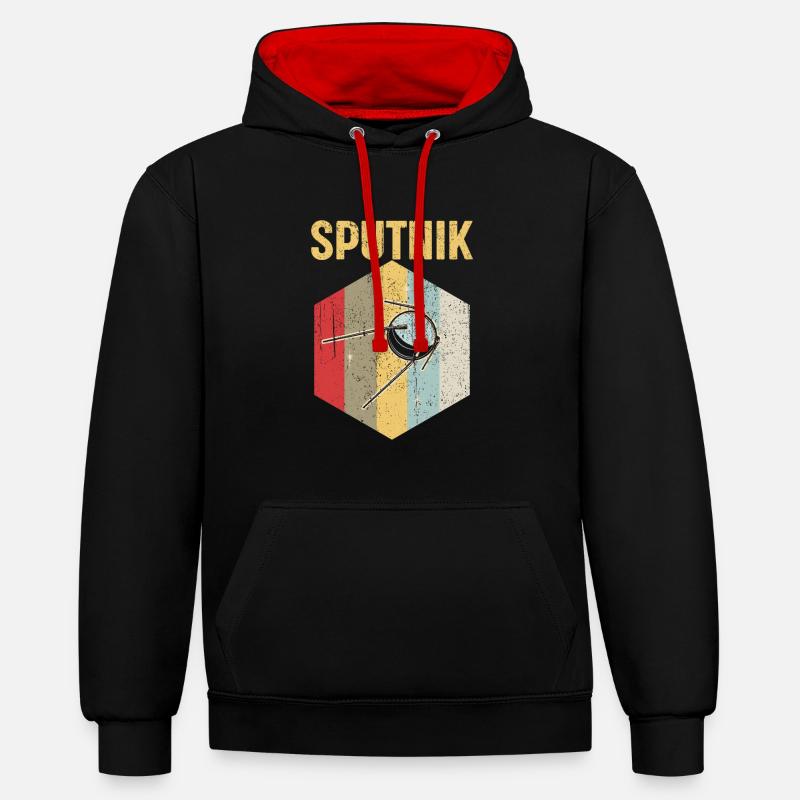 Spoutnik Conception spatiale - Sweat à capuche contrasté - noir/rouge