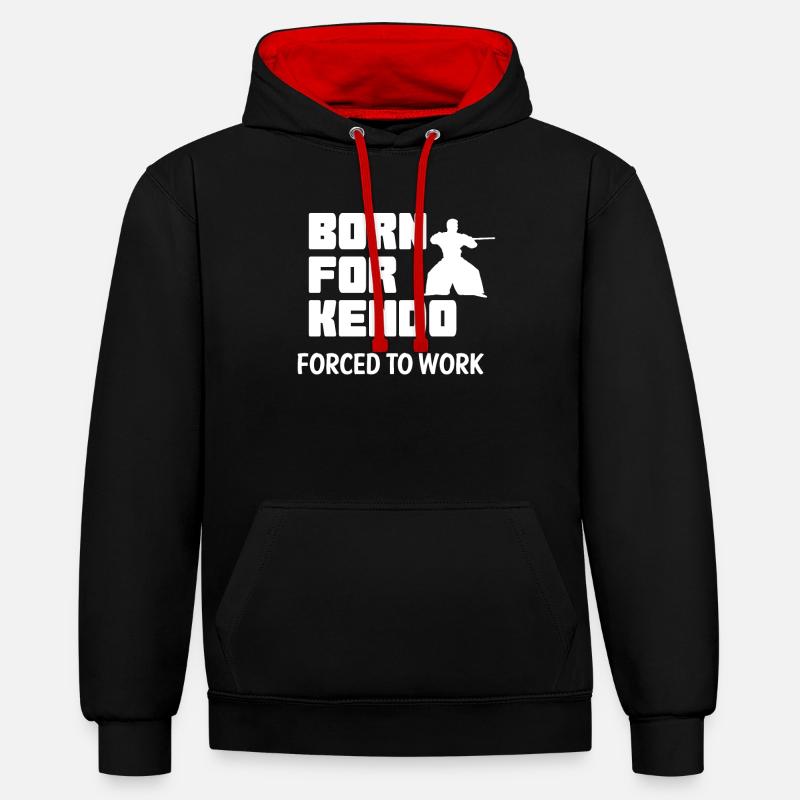 Kendo - Sweat à capuche contrasté - noir/rouge