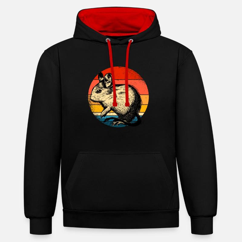 Degu - Sweat à capuche contrasté - noir/rouge
