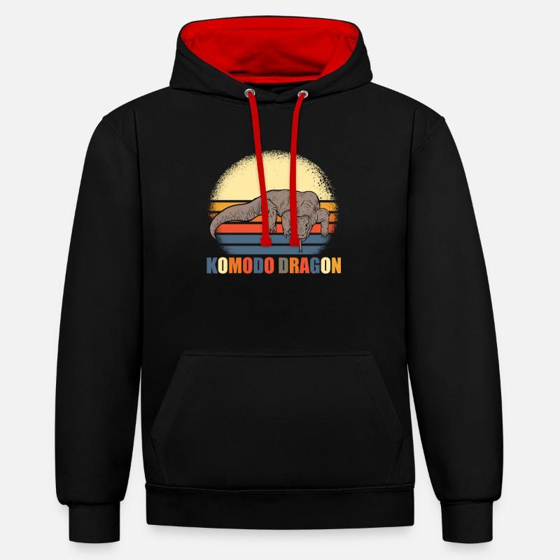 Komodowaran - Sweat à capuche contrasté - noir/rouge