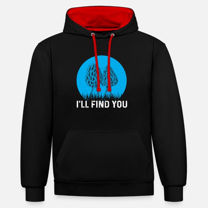 Cadeau Morels - Sweat à capuche contrasté - noir/rouge