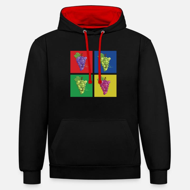 Grappes de raisin - Sweat à capuche contrasté - noir/rouge