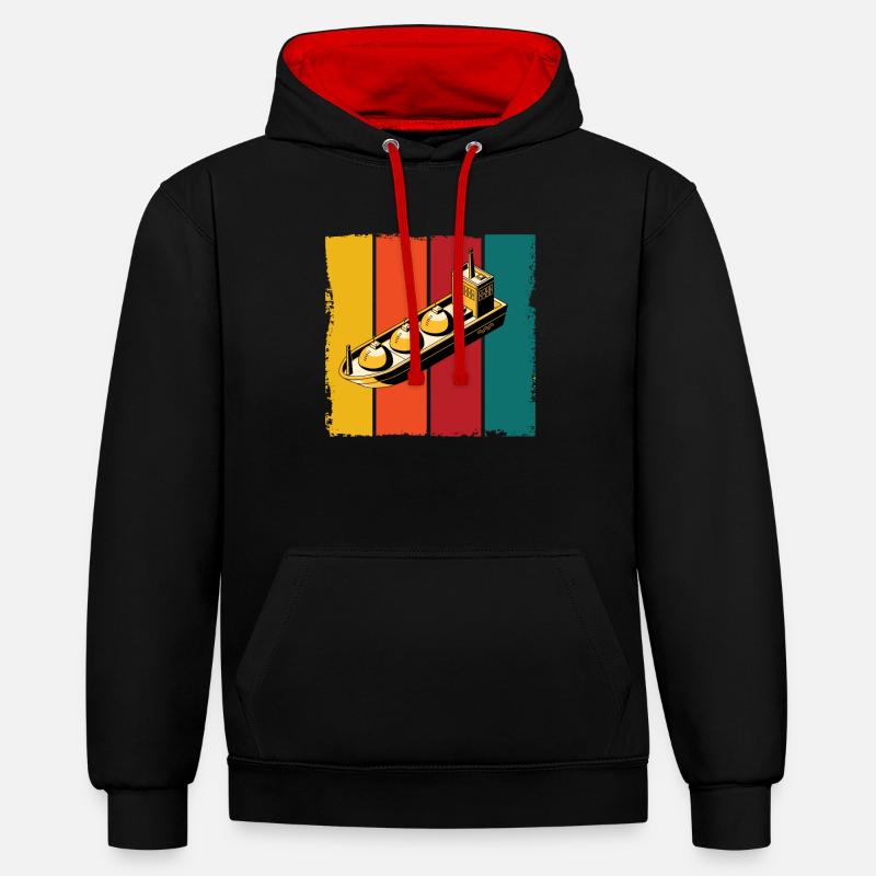 Méthanier - Sweat à capuche contrasté - noir/rouge