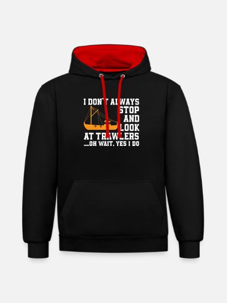 Fischkutter Liebhaber - Kontrast-Hoodie - Schwarz/Rot