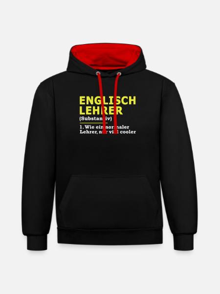 Englischlehrer Englisch Lehrer Spruch Geschenk - Kontrast-Hoodie - Schwarz/Rot
