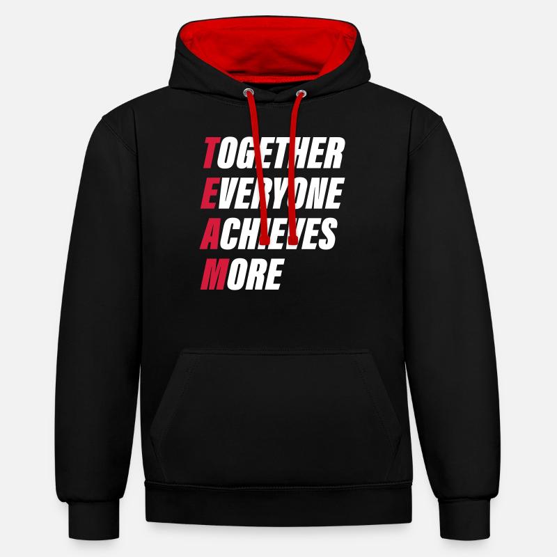 équipe - Sweat à capuche contrasté - noir/rouge