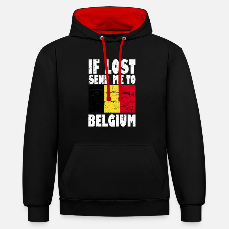 Drapeau de la Belgique - Sweat à capuche contrasté - noir/rouge