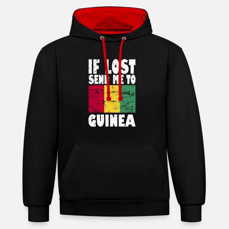 Drapeau de guinée Disant - Sweat à capuche contrasté - noir/rouge