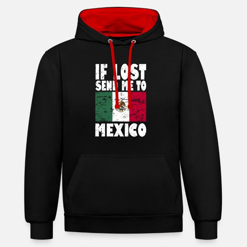 Drapeau du Mexique - Sweat à capuche contrasté - noir/rouge